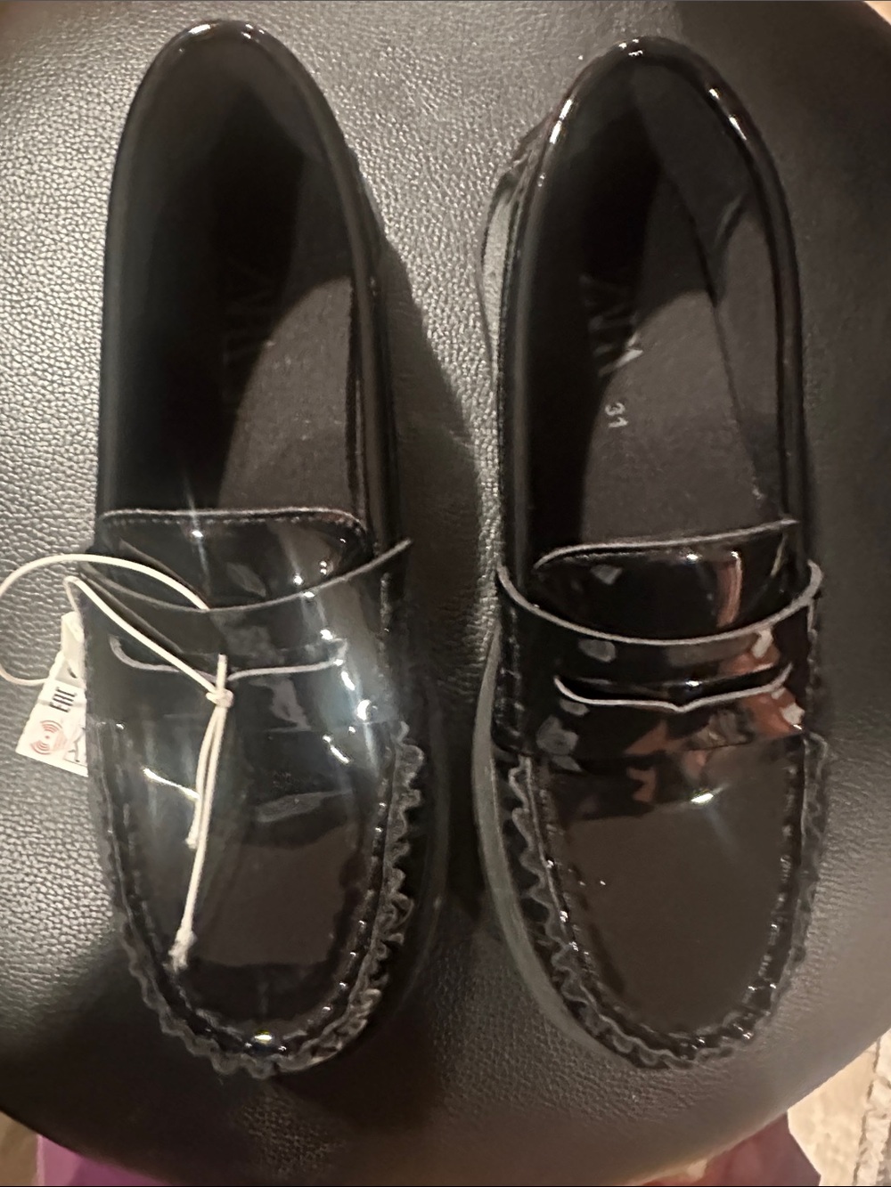 Zara Black Patent Leather Kids Dress Loafers
